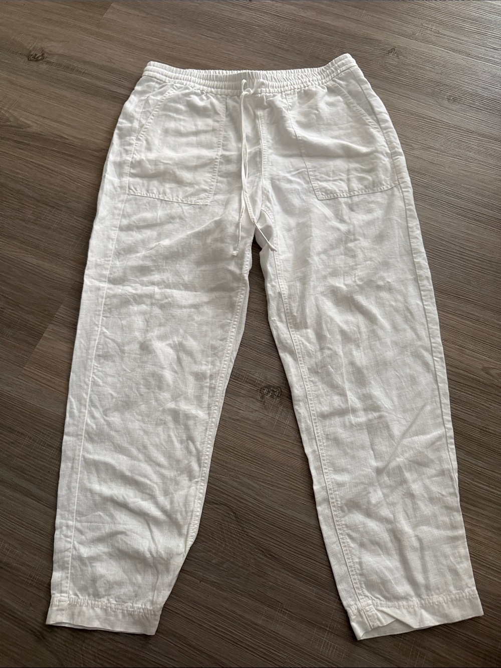 J. Crew White Linen Drawstring Pants